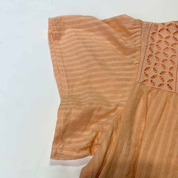 Ella Moss Pink Brianne Eyelet Xxl Peach‎ Short Sleeve Ruffle Blouse S Coquette - Picture 7 of 11